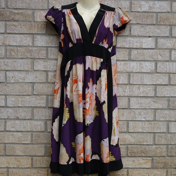 SIZE 2. CORAY LYNN CALTER SILK  FLORAL DRESS. - Picture 1 of 16